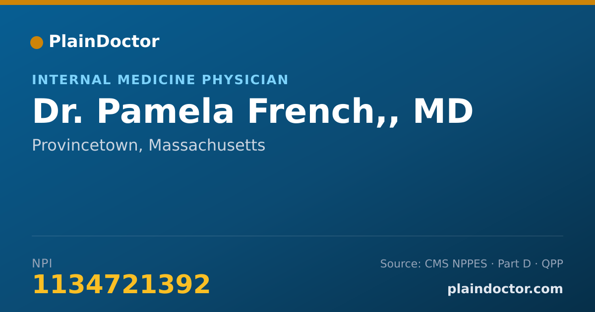 Shareable card for Pamela French,, MD - Internal Medicine Physician, Provincetown, MA