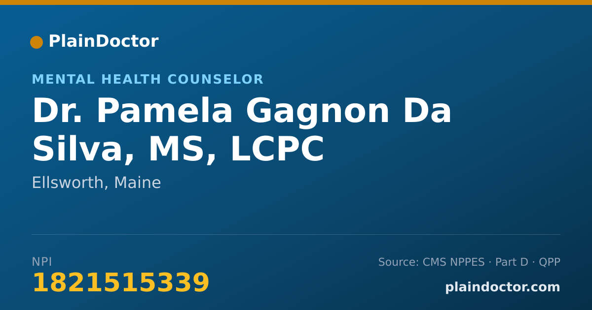 Shareable card for Pamela Gagnon Da Silva, MS, LCPC - Mental Health Counselor, Ellsworth, ME