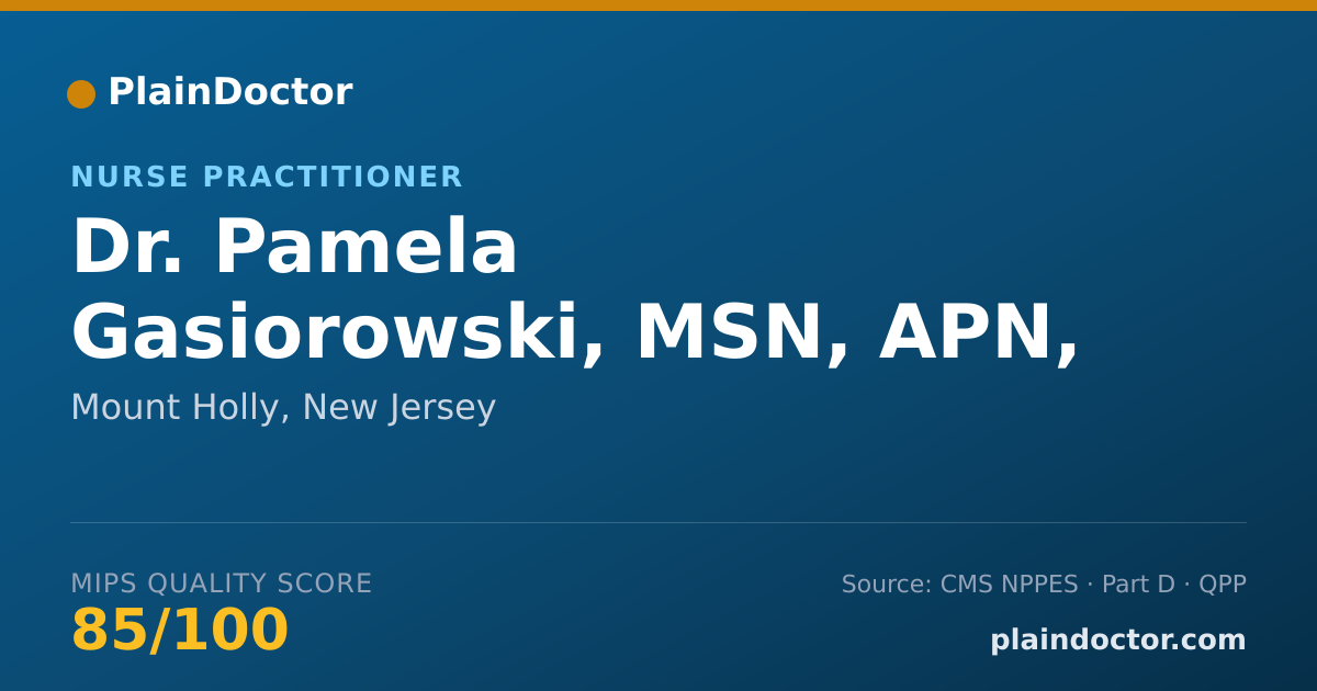 Shareable card for Pamela Gasiorowski, MSN, APN, C - Nurse Practitioner, Mount Holly, NJ