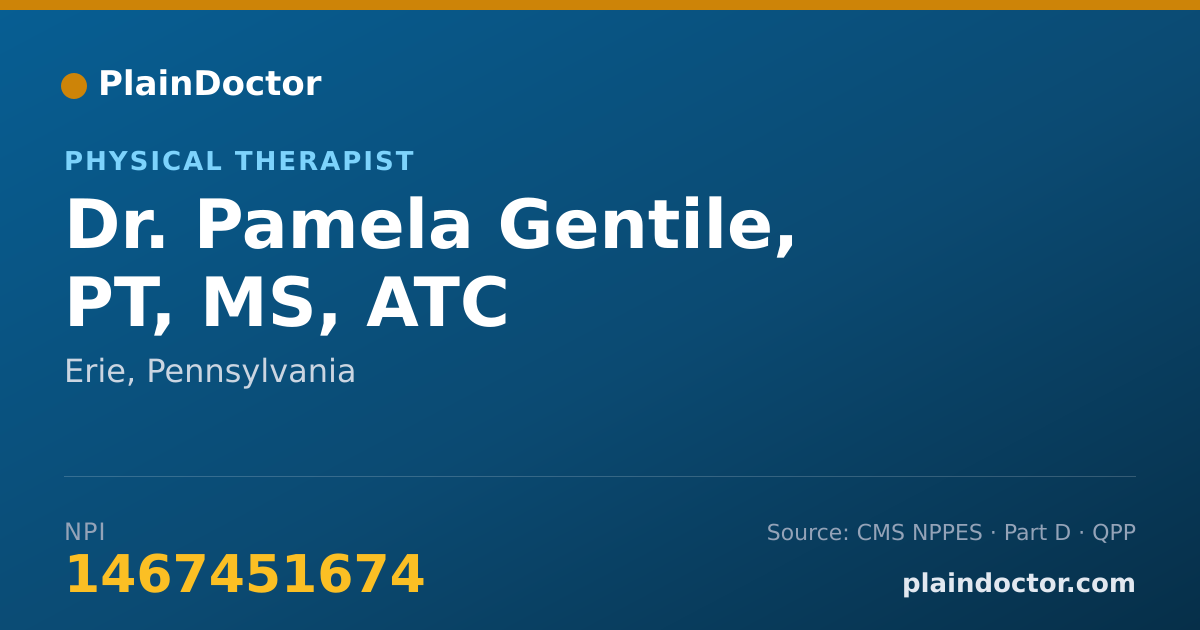 Shareable card for Pamela Gentile, PT, MS, ATC - Physical Therapist, Erie, PA