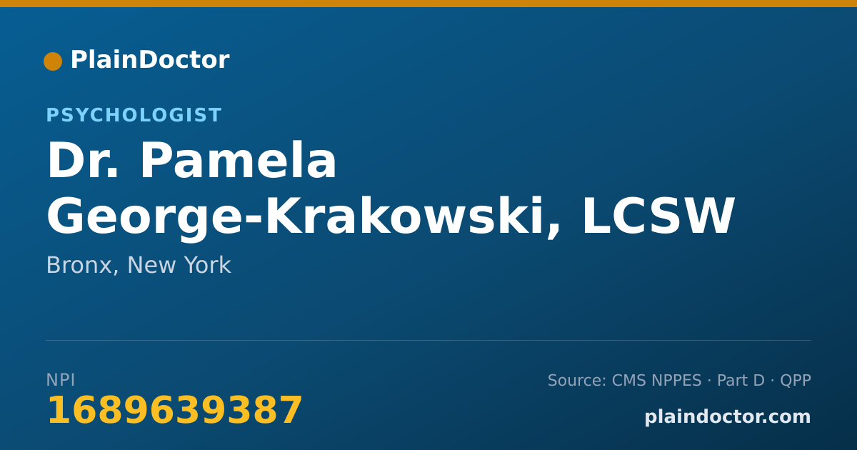 Shareable card for Pamela George-Krakowski, LCSW - Psychologist, Bronx, NY
