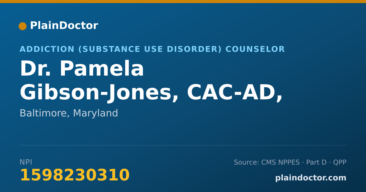 Shareable card for Pamela Gibson-Jones, CAC-AD, AADS - Addiction (Substance Use Disorder) Counselor, Baltimore, MD