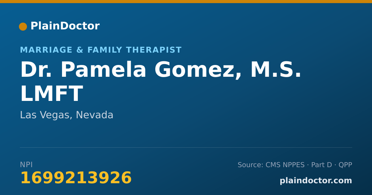 Shareable card for Pamela Gomez, M.S. LMFT - Marriage & Family Therapist, Las Vegas, NV