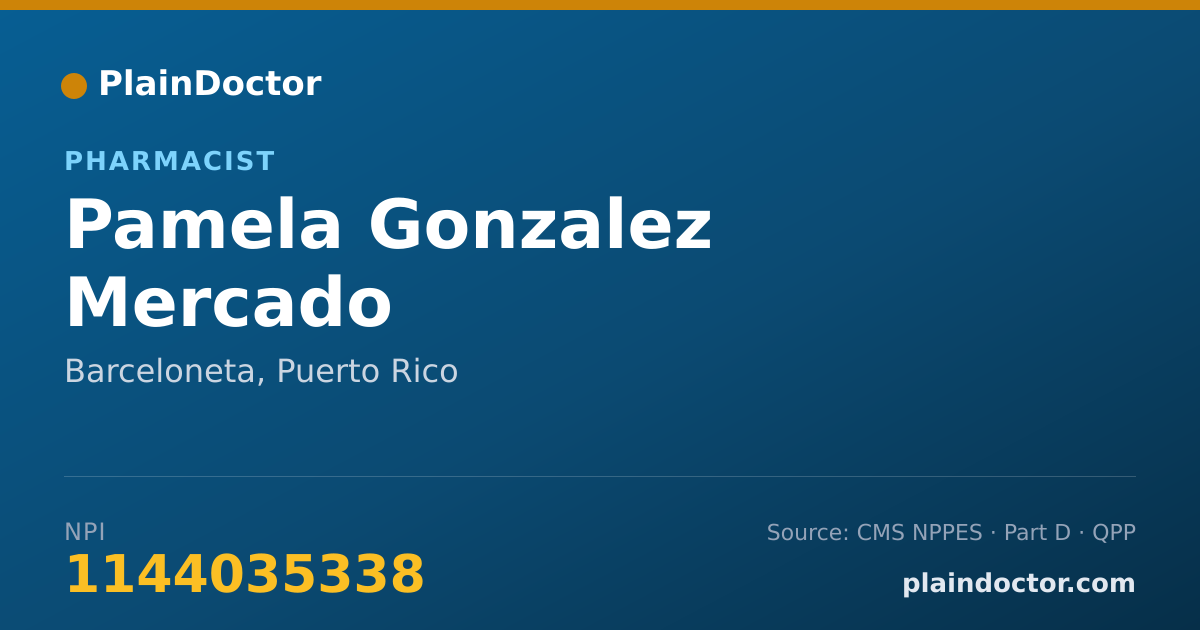 Shareable card for Pamela Gonzalez Mercado - Pharmacist, Barceloneta, PR