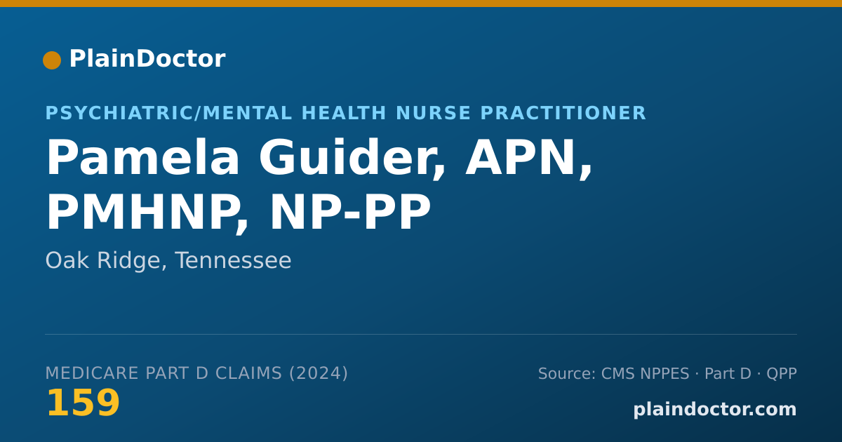 Shareable card for Pamela Guider, APN, PMHNP, NP-PP - Psychiatric/Mental Health Nurse Practitioner, Oak Ridge, TN