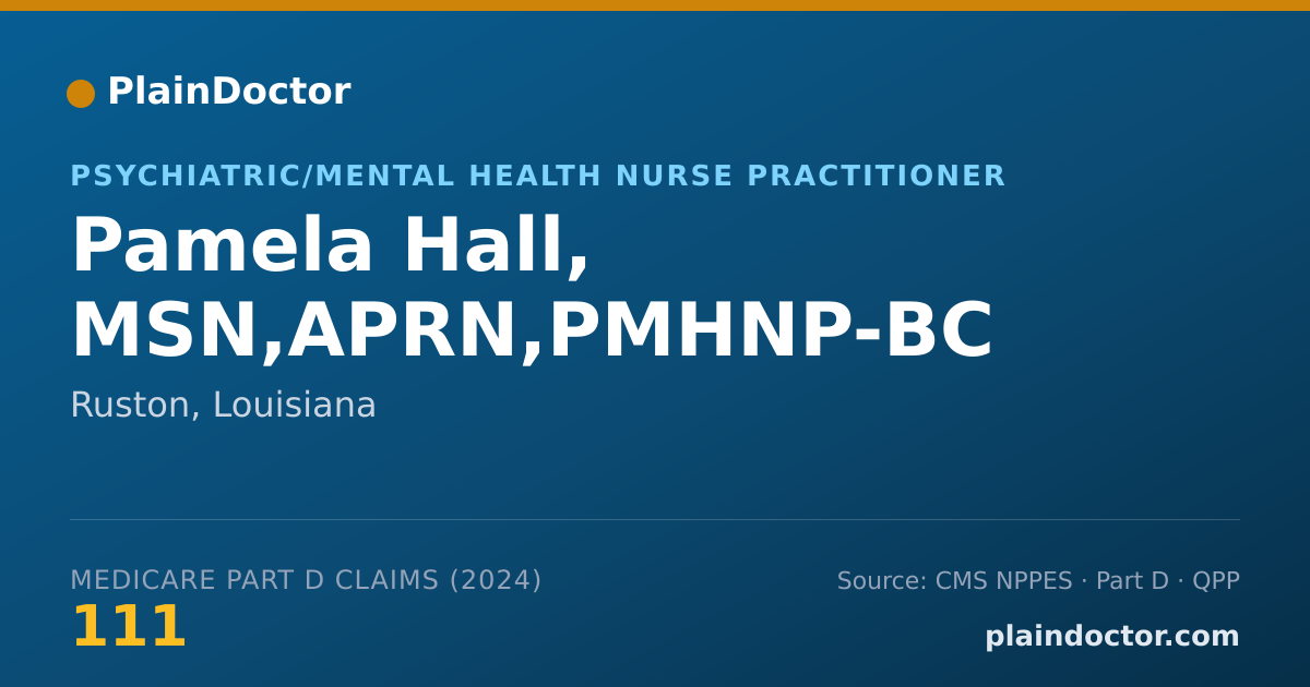 Shareable card for Pamela Hall, MSN,APRN,PMHNP-BC - Psychiatric/Mental Health Nurse Practitioner, Ruston, LA