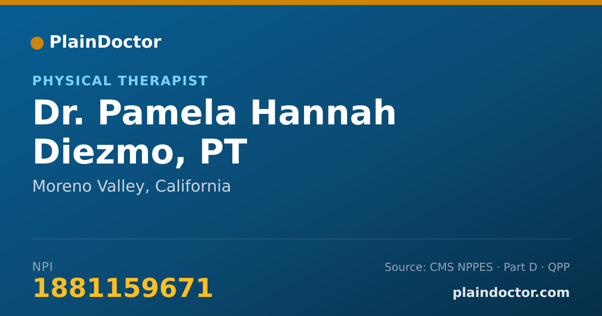 Shareable card for Pamela Hannah Diezmo, PT - Physical Therapist, Moreno Valley, CA
