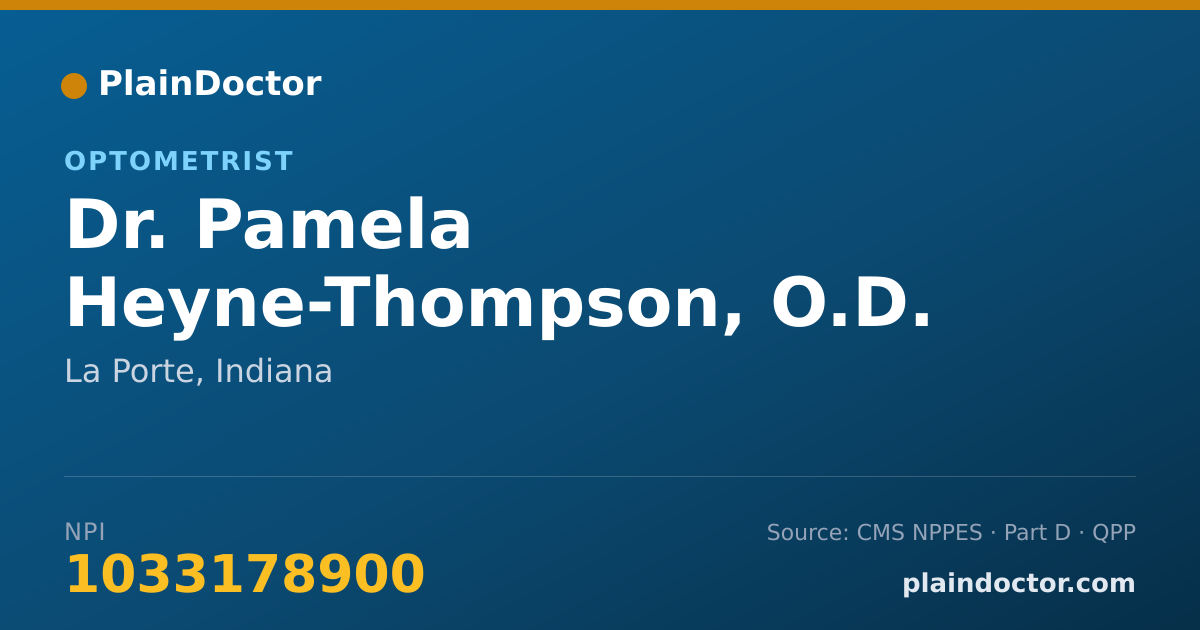 Shareable card for Pamela Heyne-Thompson, O.D. - Optometrist, La Porte, IN