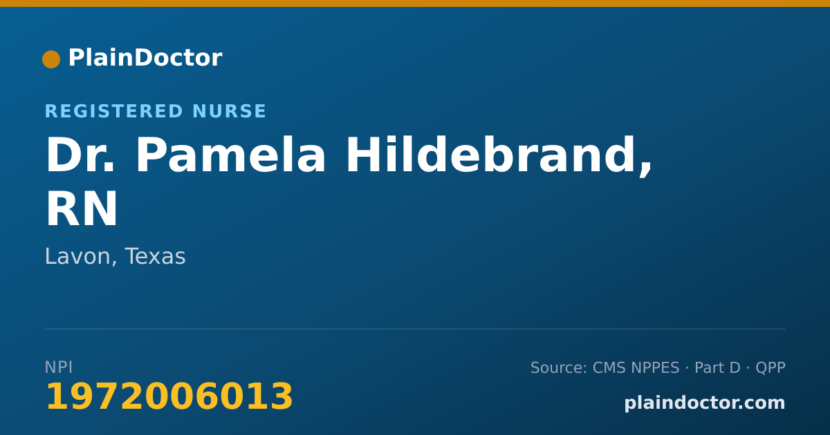 Shareable card for Pamela Hildebrand, RN - Registered Nurse, Lavon, TX