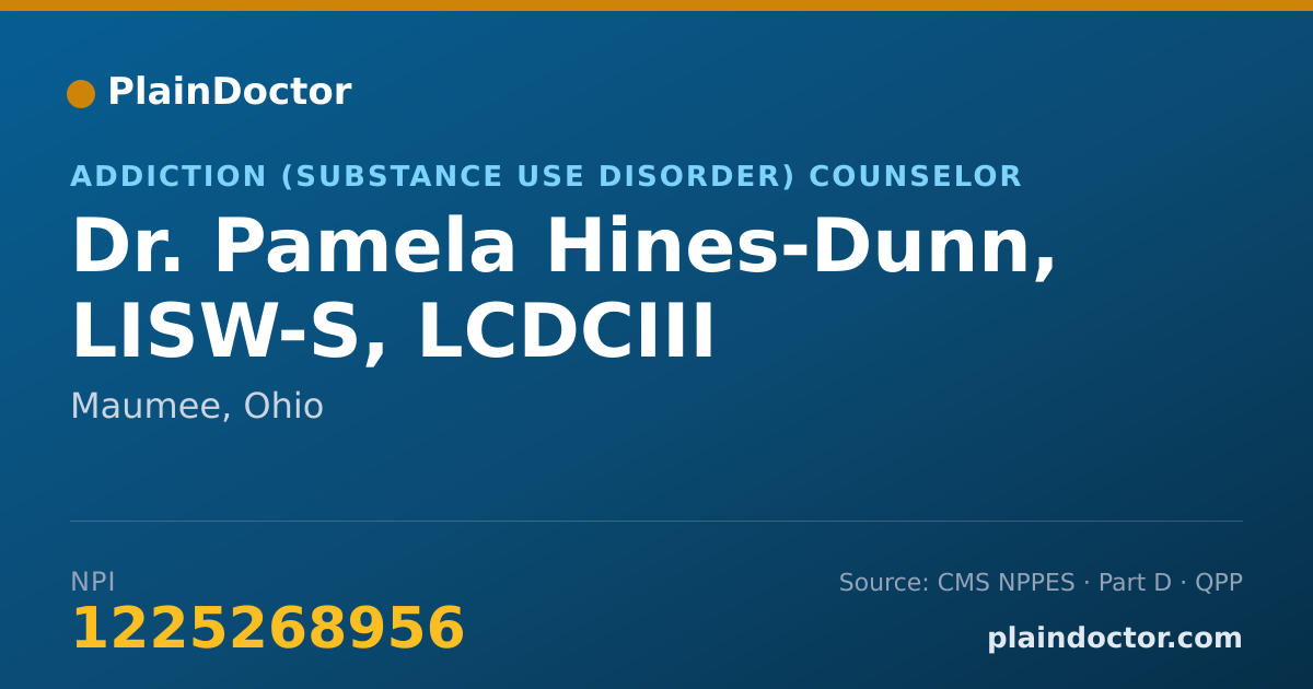 Shareable card for Pamela Hines-Dunn, LISW-S, LCDCIII - Addiction (Substance Use Disorder) Counselor, Maumee, OH
