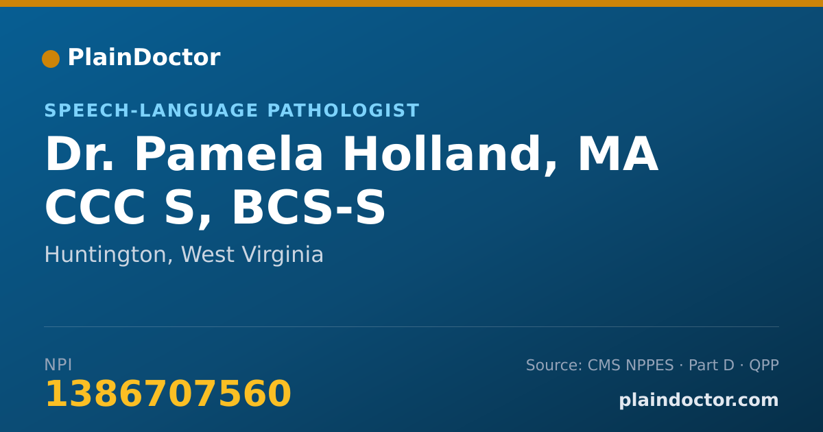 Shareable card for Pamela Holland, MA CCC S, BCS-S - Speech-Language Pathologist, Huntington, WV