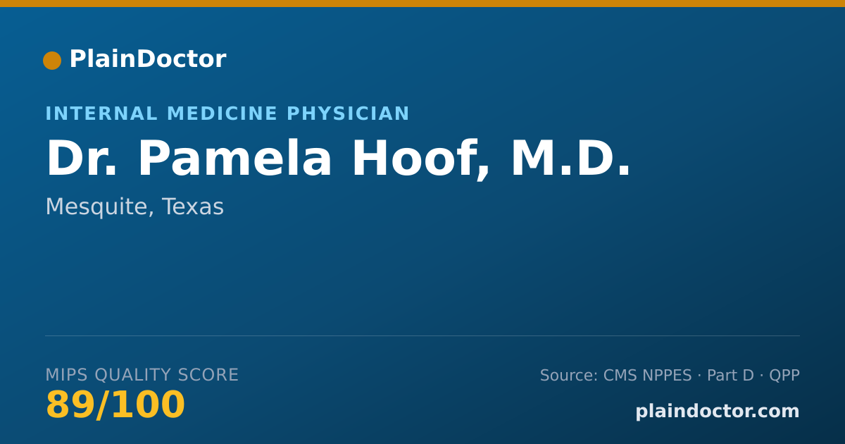 Shareable card for Pamela Hoof, M.D. - Internal Medicine Physician, Mesquite, TX