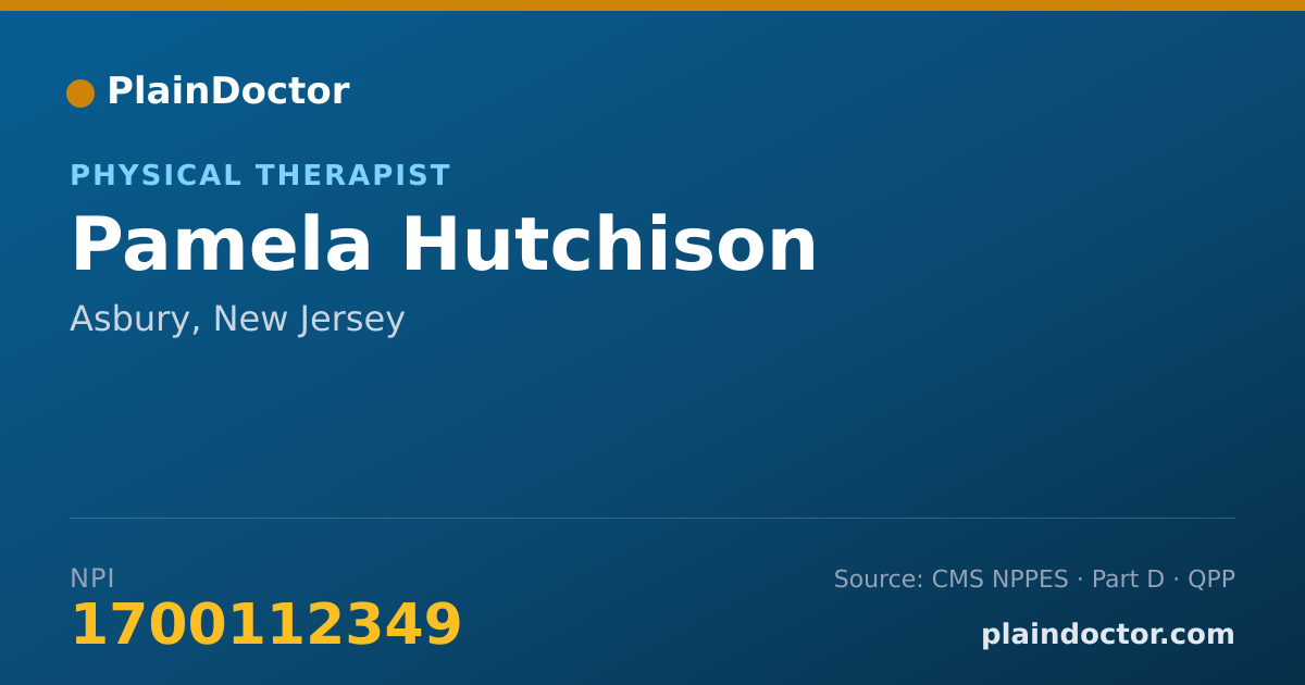Shareable card for Pamela Hutchison - Physical Therapist, Asbury, NJ