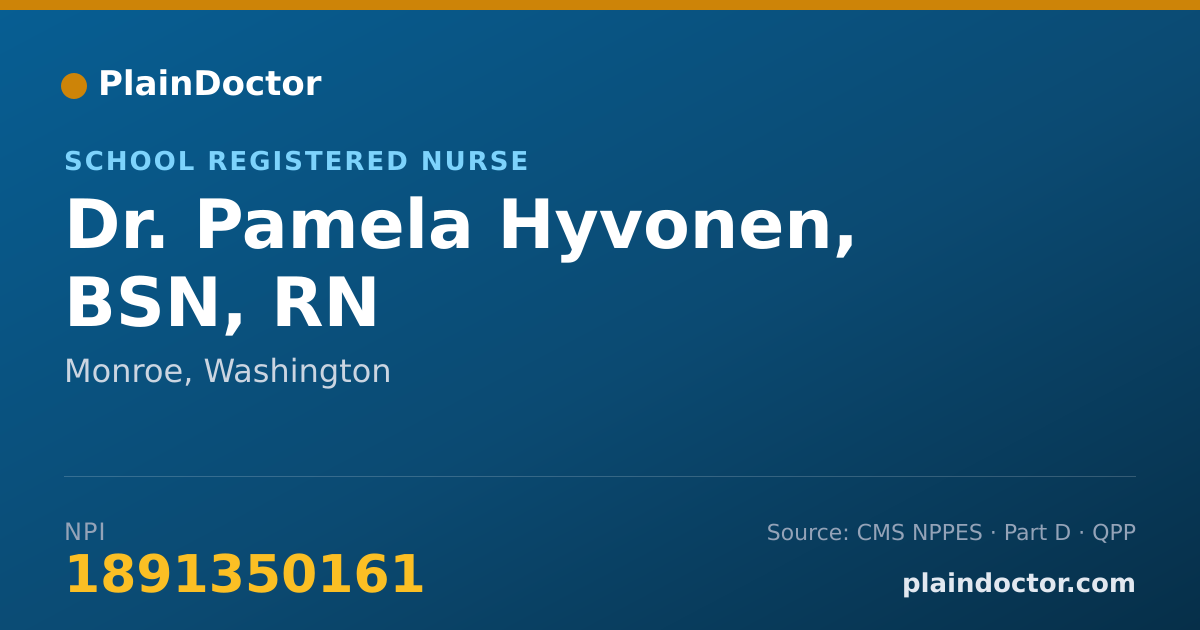 Shareable card for Pamela Hyvonen, BSN, RN - School Registered Nurse, Monroe, WA