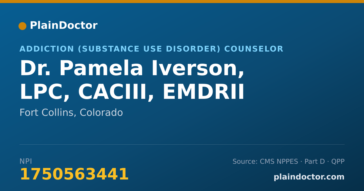 Shareable card for Pamela Iverson, LPC, CACIII, EMDRII - Addiction (Substance Use Disorder) Counselor, Fort Collins, CO