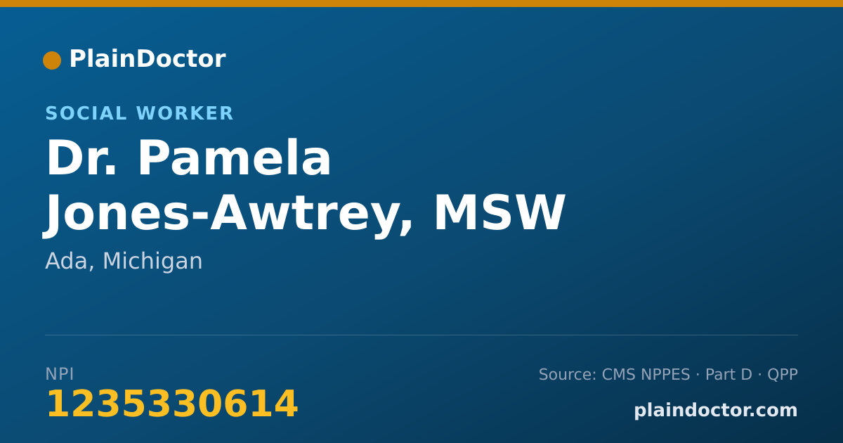 Shareable card for Pamela Jones-Awtrey, MSW - Social Worker, Ada, MI
