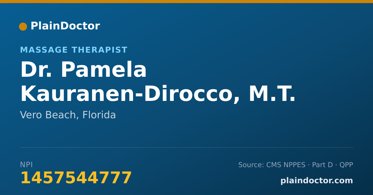 Shareable card for Pamela Kauranen-Dirocco, M.T. - Massage Therapist, Vero Beach, FL