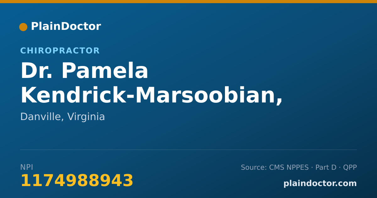 Shareable card for Pamela Kendrick-Marsoobian, DC - Chiropractor, Danville, VA