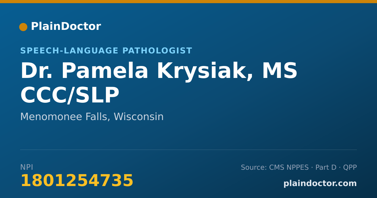 Shareable card for Pamela Krysiak, MS CCC/SLP - Speech-Language Pathologist, Menomonee Falls, WI