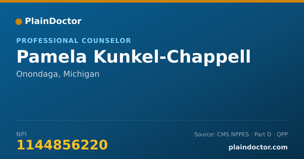 Shareable card for Pamela Kunkel-Chappell - Professional Counselor, Onondaga, MI