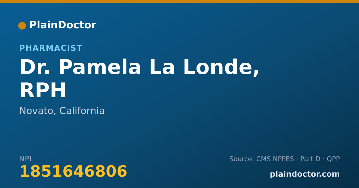 Shareable card for Pamela La Londe, RPH - Pharmacist, Novato, CA