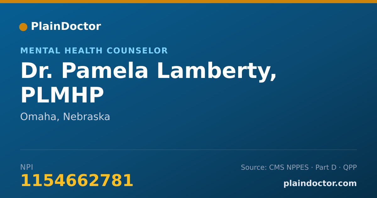 Shareable card for Pamela Lamberty, PLMHP - Mental Health Counselor, Omaha, NE