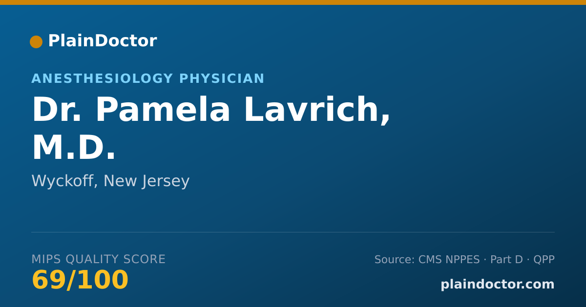 Shareable card for Pamela Lavrich, M.D. - Anesthesiology Physician, Wyckoff, NJ