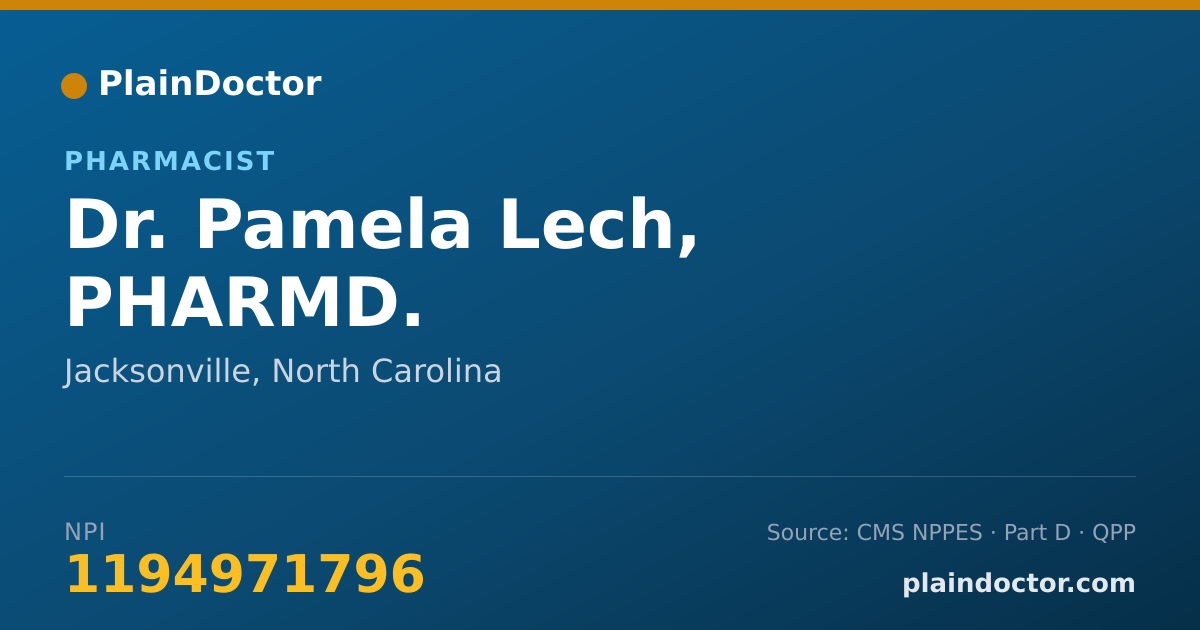 Shareable card for Pamela Lech, PHARMD. - Pharmacist, Jacksonville, NC
