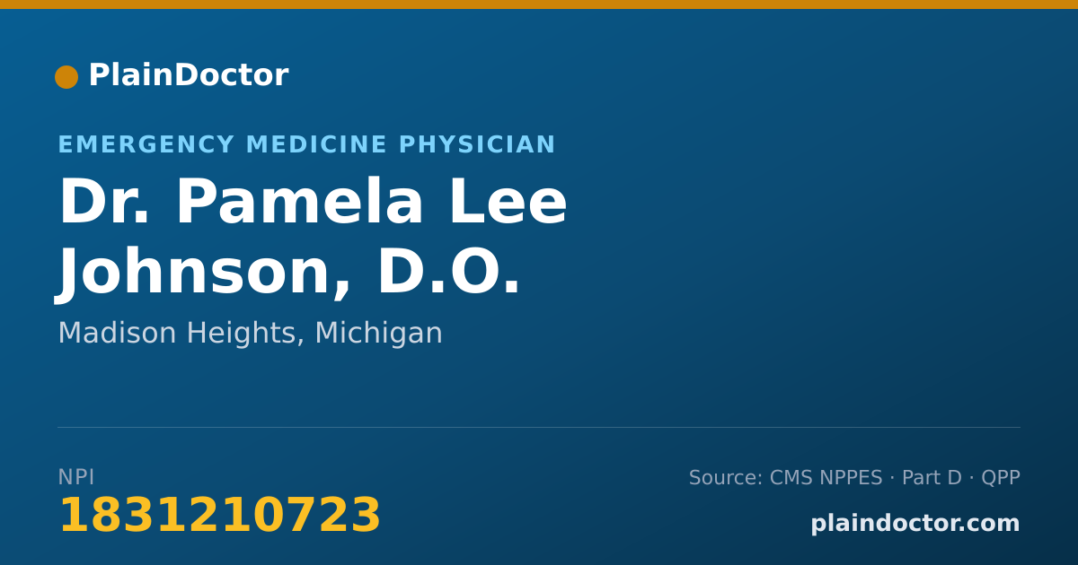 Shareable card for Pamela Lee Johnson, D.O. - Emergency Medicine Physician, Madison Heights, MI