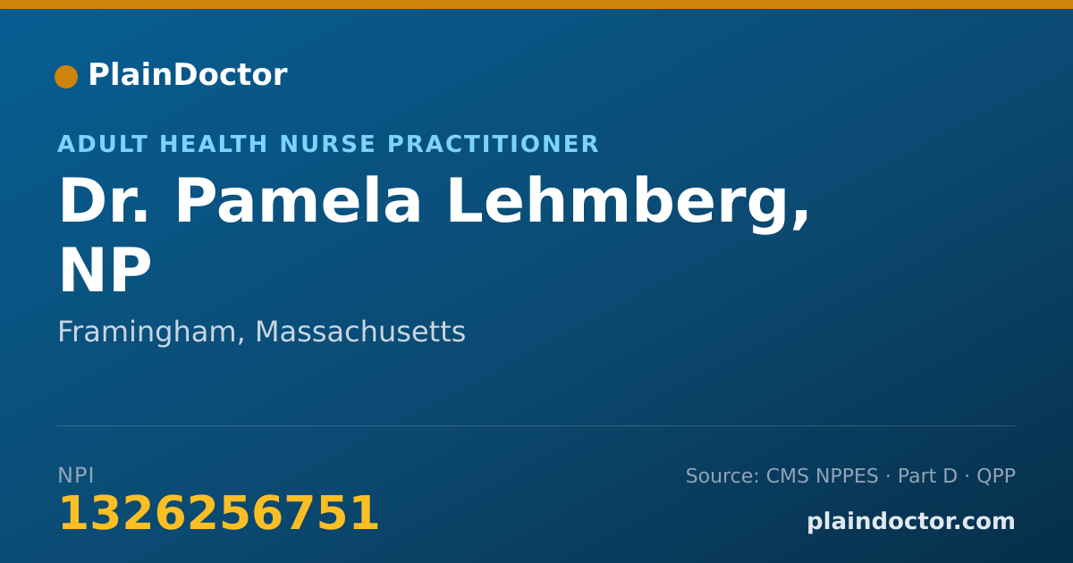 Shareable card for Pamela Lehmberg, NP - Adult Health Nurse Practitioner, Framingham, MA