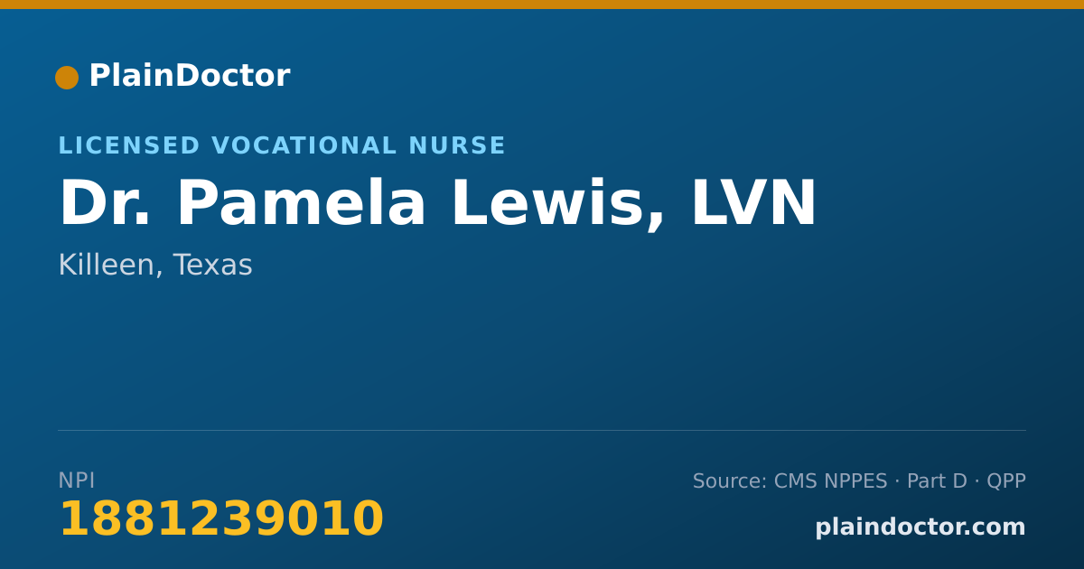 Shareable card for Pamela Lewis, LVN - Licensed Vocational Nurse, Killeen, TX