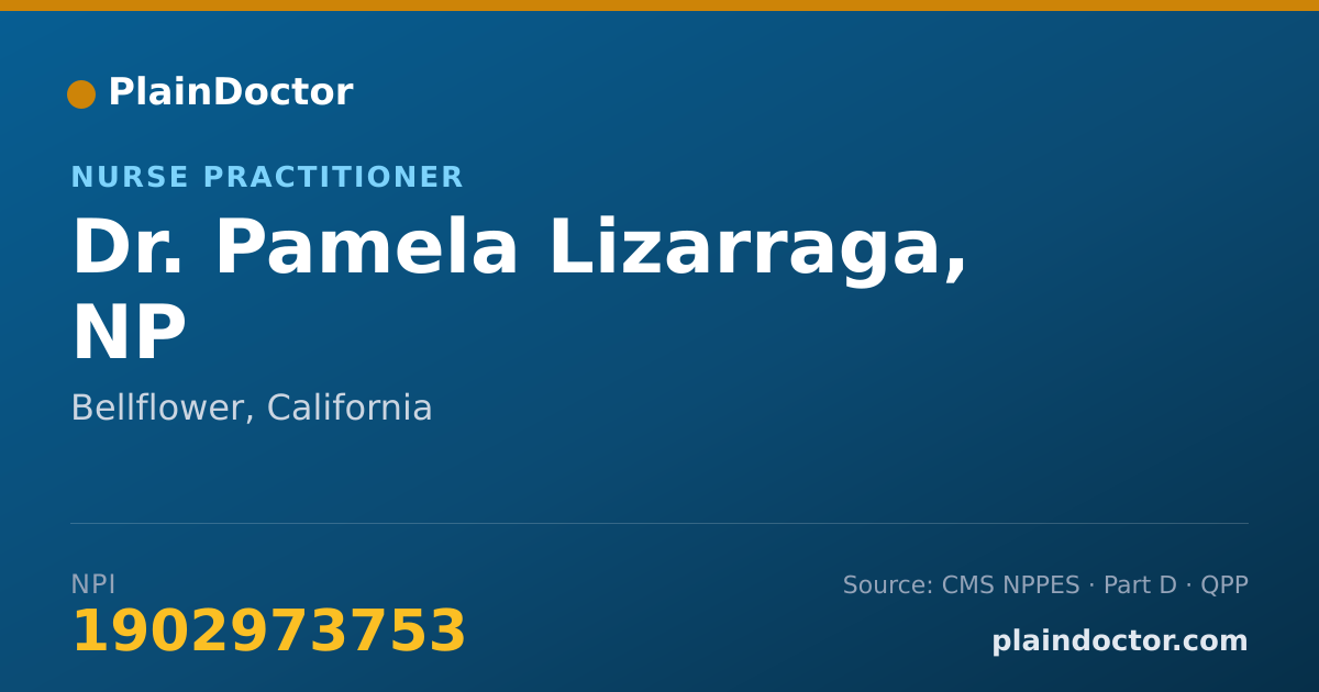 Shareable card for Pamela Lizarraga, NP - Nurse Practitioner, Bellflower, CA