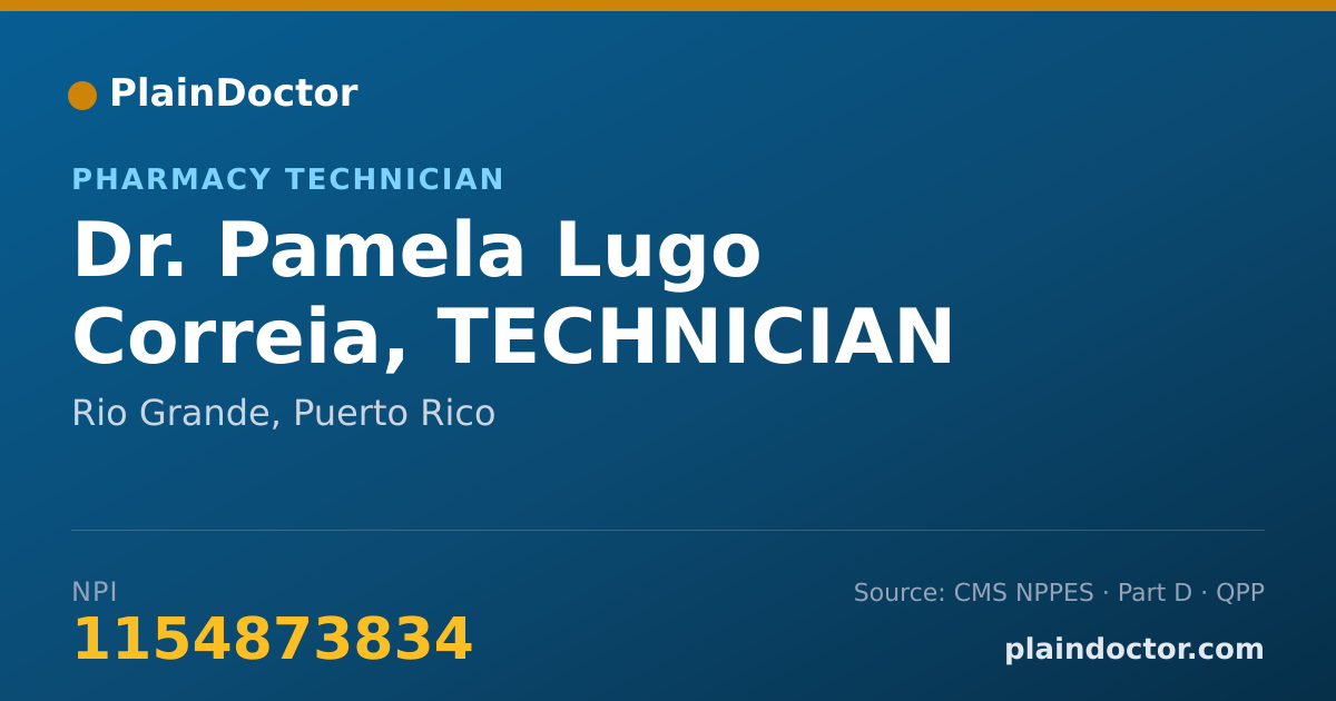 Shareable card for Pamela Lugo Correia, TECHNICIAN - Pharmacy Technician, Rio Grande, PR
