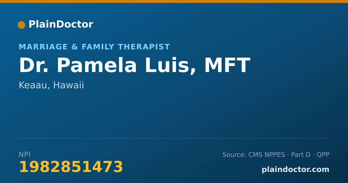 Shareable card for Pamela Luis, MFT - Marriage & Family Therapist, Keaau, HI
