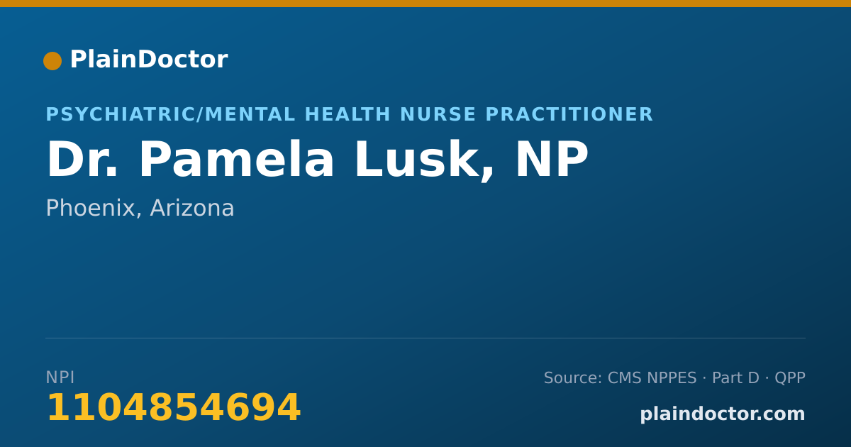 Shareable card for Pamela Lusk, NP - Psychiatric/Mental Health Nurse Practitioner, Phoenix, AZ