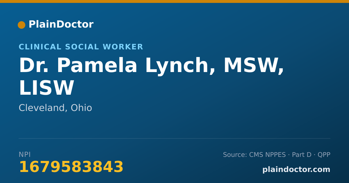 Shareable card for Pamela Lynch, MSW, LISW - Clinical Social Worker, Cleveland, OH