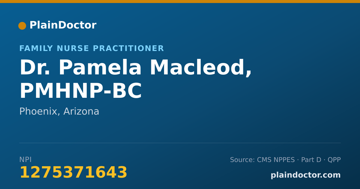 Shareable card for Pamela Macleod, PMHNP-BC - Family Nurse Practitioner, Phoenix, AZ