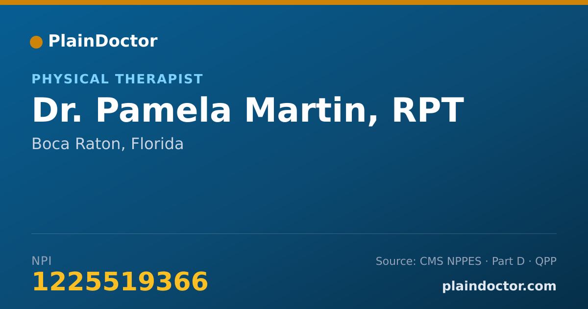 Shareable card for Pamela Martin, RPT - Physical Therapist, Boca Raton, FL