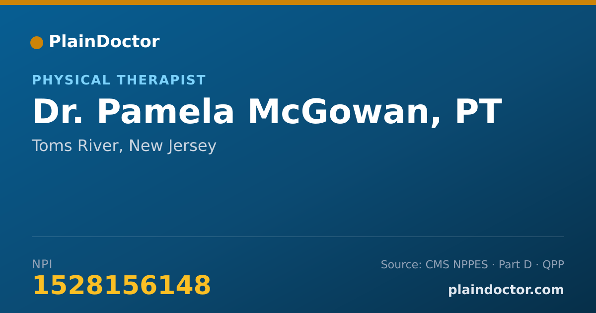Shareable card for Pamela McGowan, PT - Physical Therapist, Toms River, NJ
