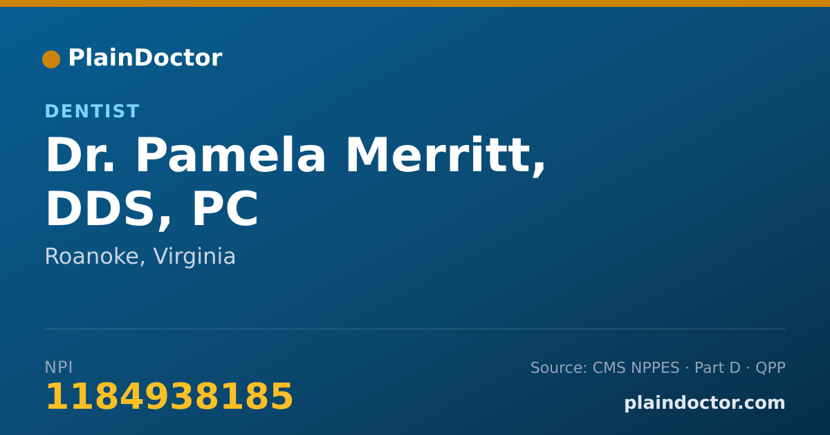 Shareable card for Pamela Merritt, DDS, PC - Dentist, Roanoke, VA