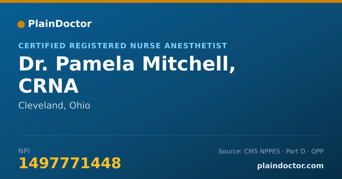 Shareable card for Pamela Mitchell, CRNA - Certified Registered Nurse Anesthetist, Cleveland, OH