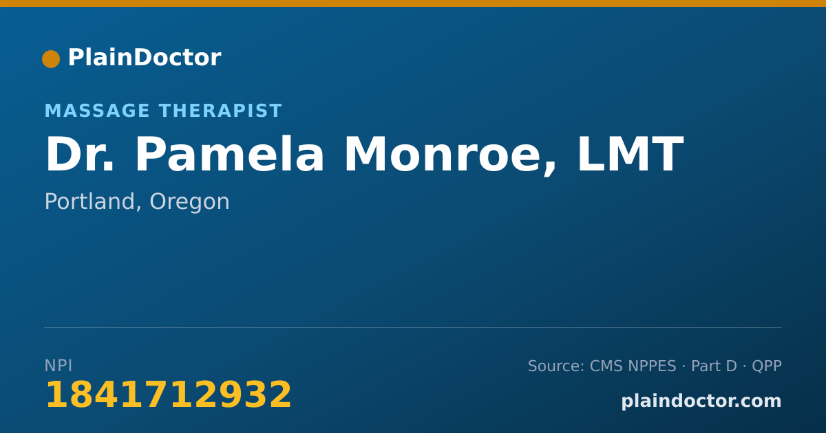 Shareable card for Pamela Monroe, LMT - Massage Therapist, Portland, OR