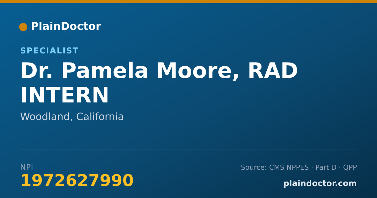 Shareable card for Pamela Moore, RAD INTERN - Specialist, Woodland, CA
