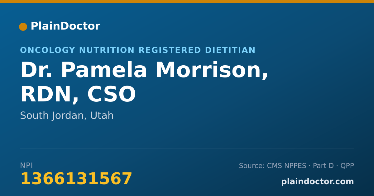 Shareable card for Pamela Morrison, RDN, CSO - Oncology Nutrition Registered Dietitian, South Jordan, UT