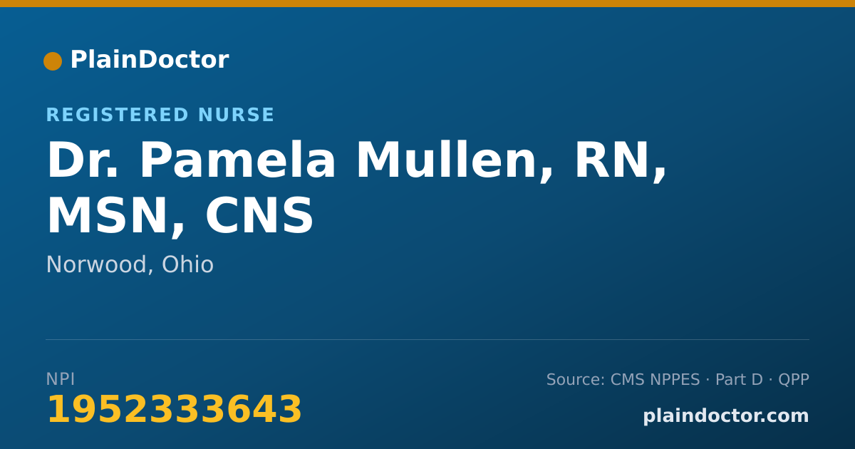 Shareable card for Pamela Mullen, RN, MSN, CNS - Registered Nurse, Norwood, OH
