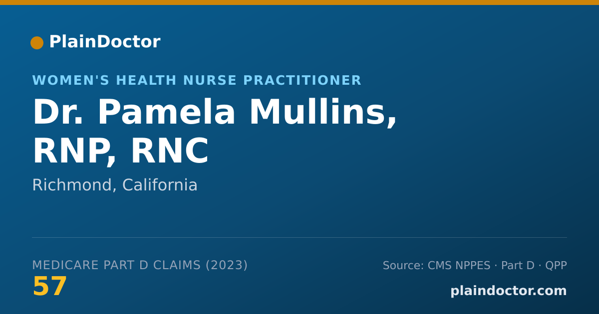 Shareable card for Pamela Mullins, RNP, RNC - Women's Health Nurse Practitioner, Richmond, CA