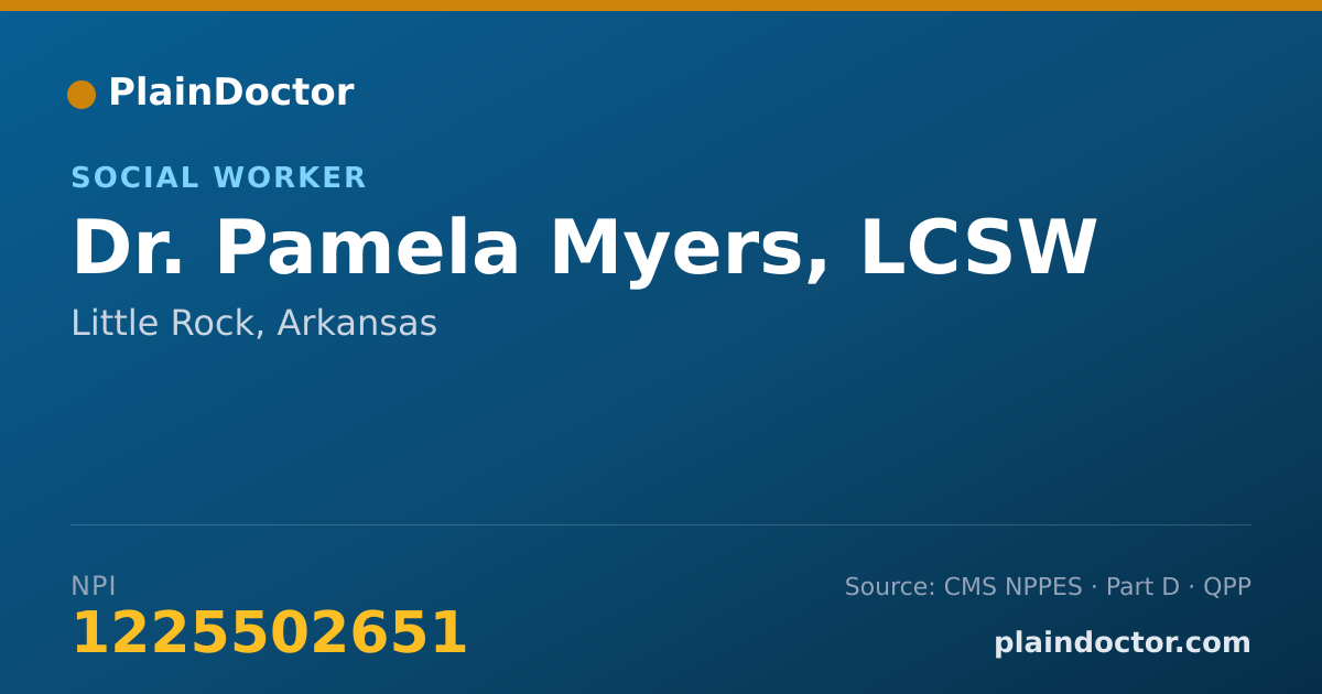 Shareable card for Pamela Myers, LCSW - Social Worker, Little Rock, AR