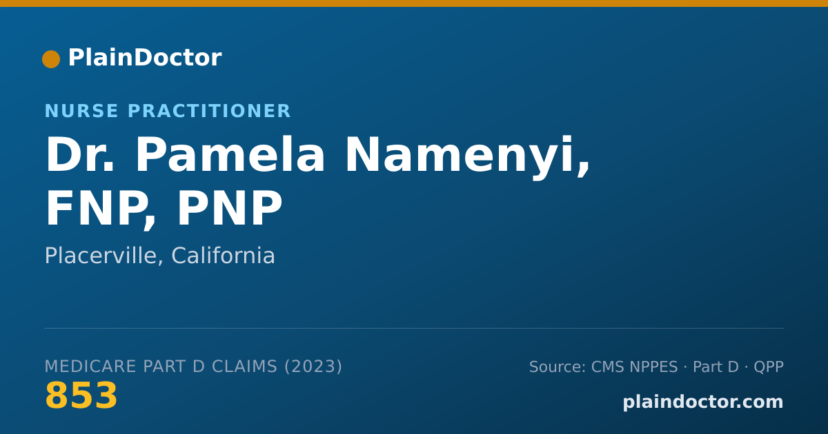 Shareable card for Pamela Namenyi, FNP, PNP - Nurse Practitioner, Placerville, CA