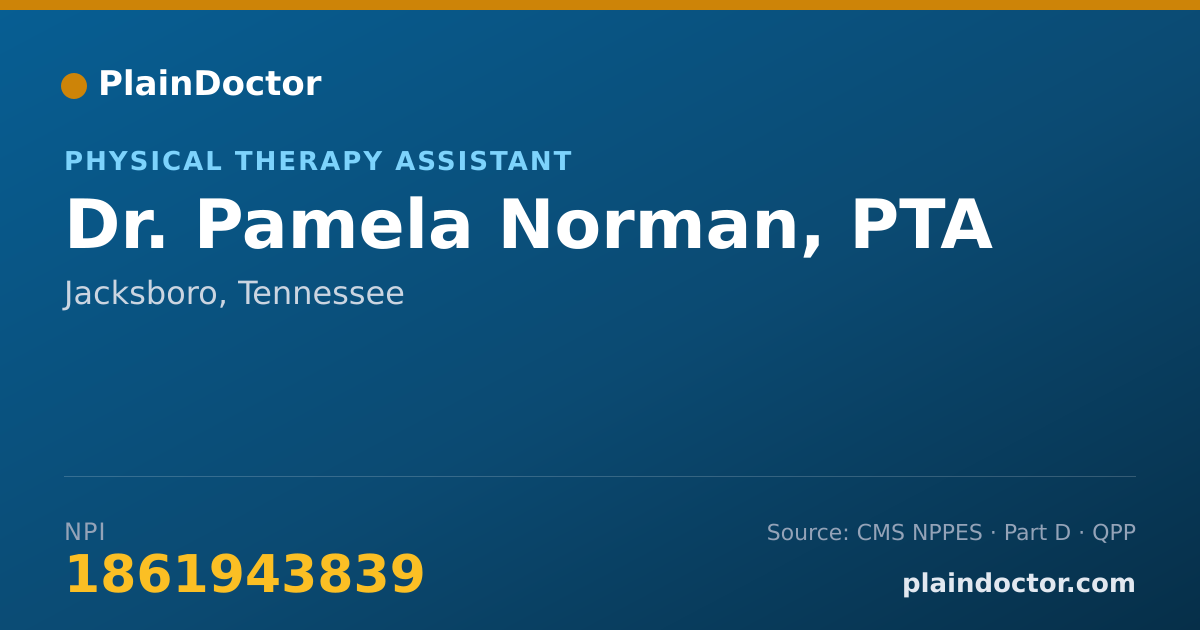Shareable card for Pamela Norman, PTA - Physical Therapy Assistant, Jacksboro, TN