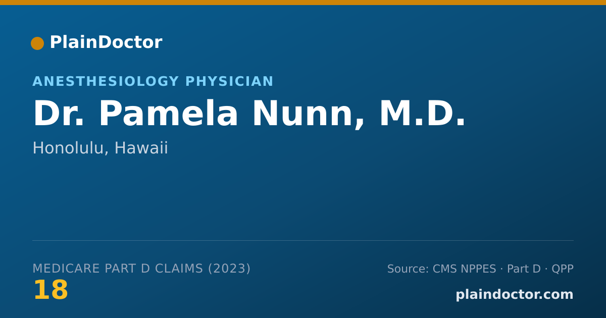Shareable card for Pamela Nunn, M.D. - Anesthesiology Physician, Honolulu, HI